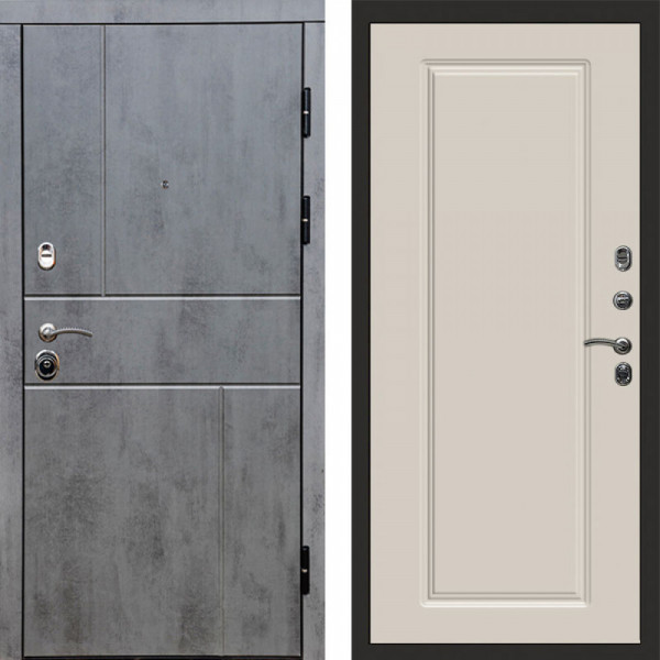 Входная дверь Termo-Door Вертикаль Бетон Темный - Гранд Слоновая кость