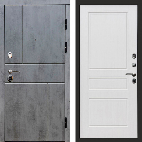 Входная дверь Termo-Door Вертикаль Бетон Темный - Классика белое дерево
