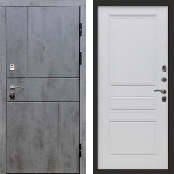 Входная дверь Termo-Door Вертикаль Бетон Темный - Классика белый матовый