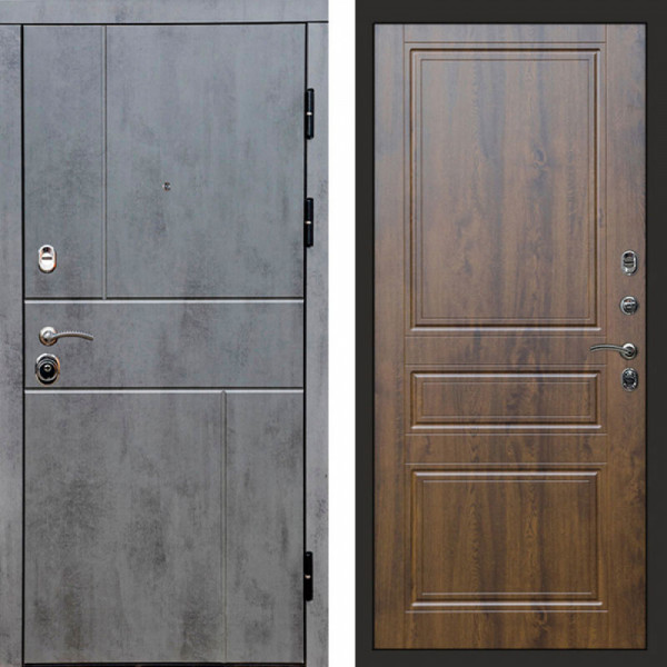 Входная дверь Termo-Door Вертикаль Бетон Темный - Классика дуб