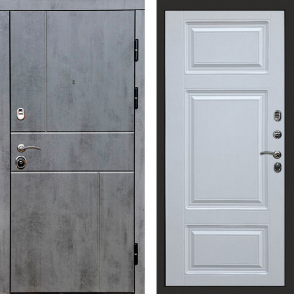 Входная дверь Termo-Door Вертикаль Бетон Темный - Лион Белый софт