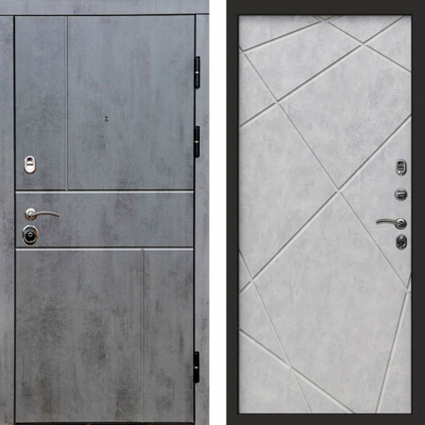 Входная дверь Termo-Door Вертикаль Бетон Темный - Лучи бетон светлый