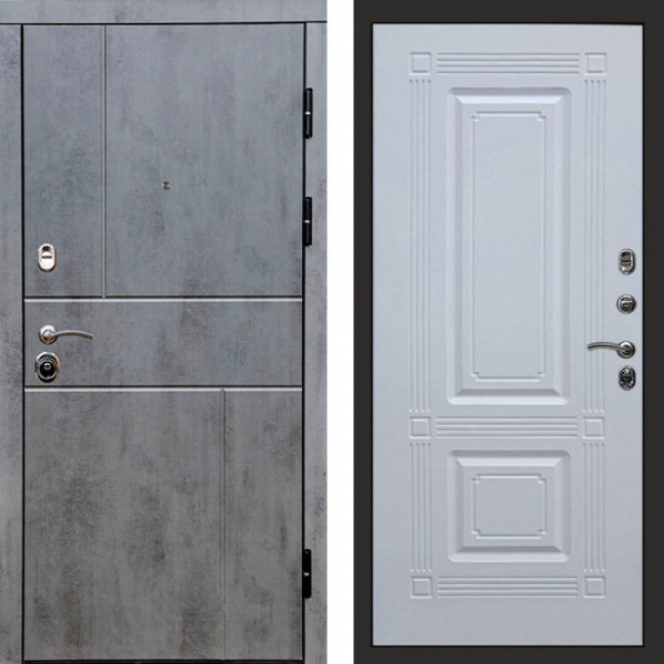 Входная дверь Termo-Door Вертикаль Бетон Темный - Мадрид Белый софт