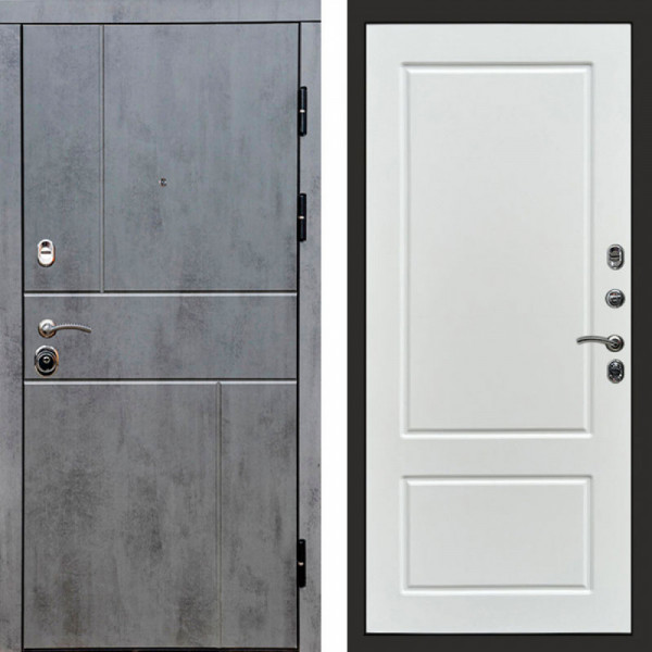 Входная дверь Termo-Door Вертикаль Бетон Темный - Марсель Белый софт