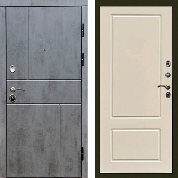 Входная дверь Termo-Door Вертикаль Бетон Темный - Марсель Слоновая кость