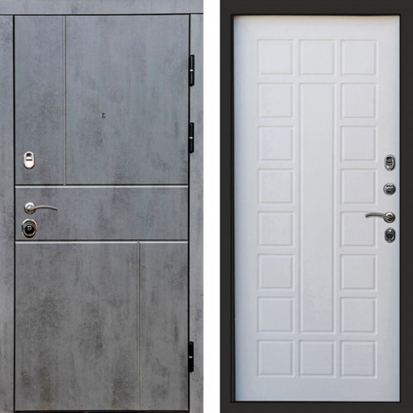 Входная дверь Termo-Door Вертикаль Бетон Темный - Престиж белое дерево