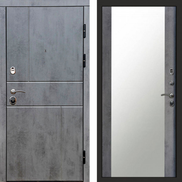 Входная дверь Termo-Door Вертикаль Бетон Темный - Зеркало бетон темный