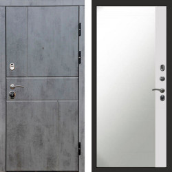 Входная дверь Termo-Door Вертикаль Бетон Темный - Зеркало Фацет Белый софт