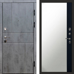 Входная дверь Termo-Door Вертикаль Бетон Темный - Зеркало Фацет Черный кварц