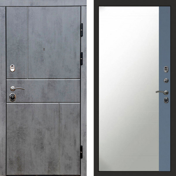 Входная дверь Termo-Door Вертикаль Бетон Темный - Зеркало Фацет Grey софт