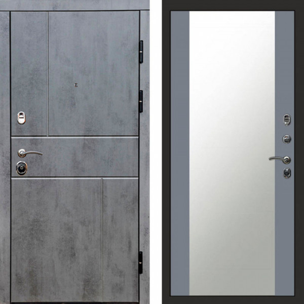 Входная дверь Termo-Door Вертикаль Бетон Темный - Зеркало Grey Софт