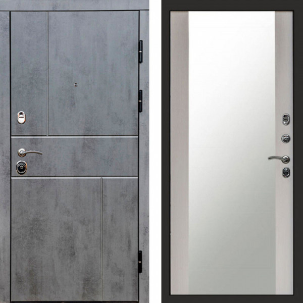 Входная дверь Termo-Door Вертикаль Бетон Темный - Зеркало лиственница