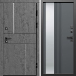 Входная дверь Termo-Door Вертикаль Бетон Темный - Зеркало Люмис Грей Софт