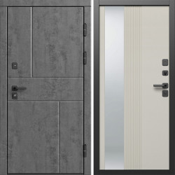 Входная дверь Termo-Door Вертикаль Бетон Темный - Зеркало Люмис Соновая Кость