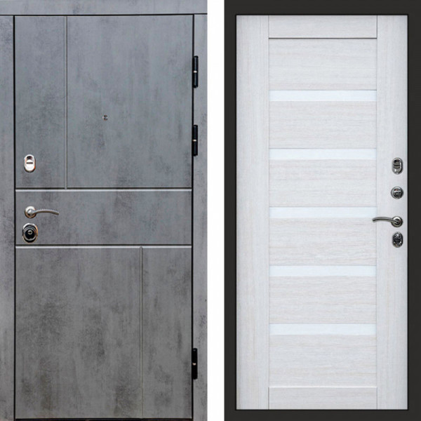 Входная дверь Termo-Door Вертикаль Бетон Темный - Зеркало Триумф Царга лиственница 4500 / 5500