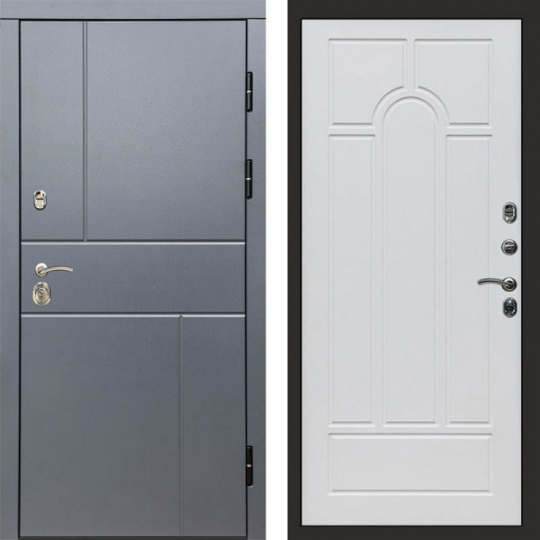 Входная дверь Termo-Door Вертикаль Grey - Арка белое дерево