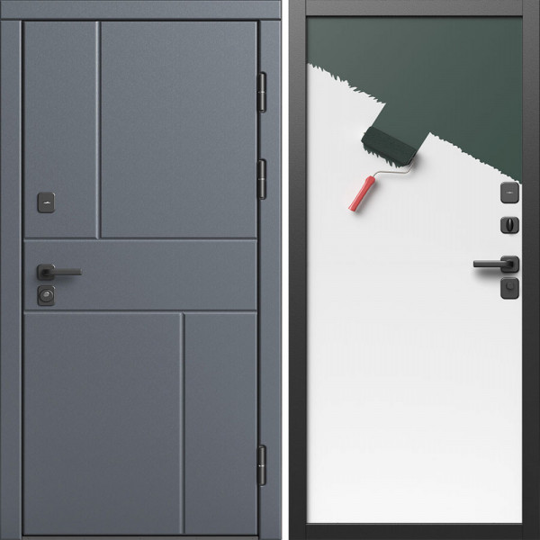 Входная дверь Termo-Door Вертикаль Грей - Гладкая Панель Под Покраску (грунт)