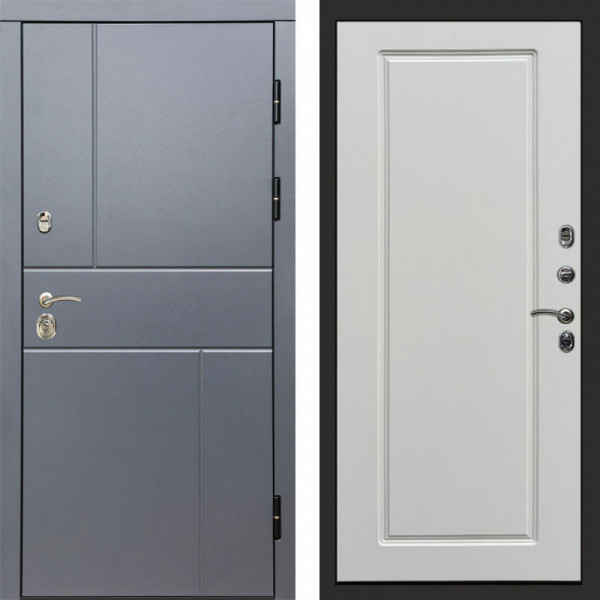 Входная дверь Termo-Door Вертикаль Grey - Гранд Белый софт