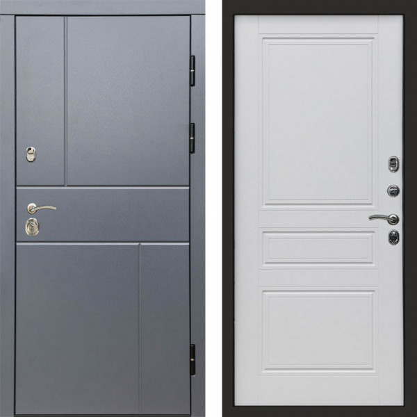 Входная дверь Termo-Door Вертикаль Grey - Классика белый матовый