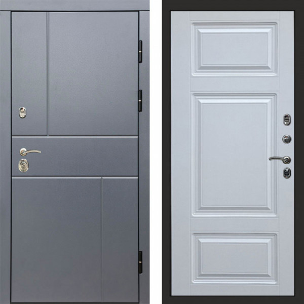 Входная дверь Termo-Door Вертикаль Grey - Лион Белый софт