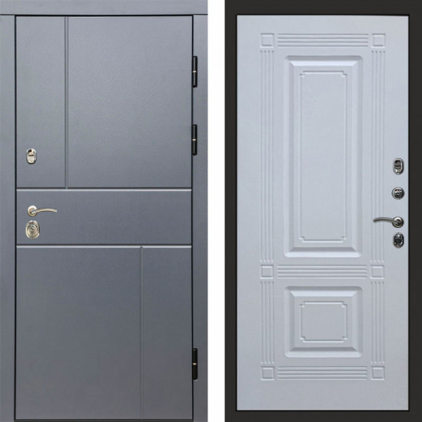 Входная дверь Termo-Door Вертикаль Grey - Мадрид Белый софт