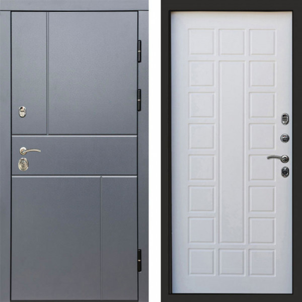 Входная дверь Termo-Door Вертикаль Grey - Престиж белое дерево