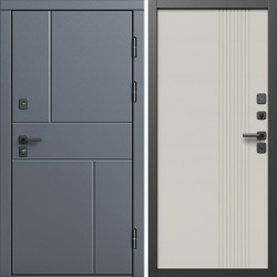 Входная дверь Termo-Door Вертикаль Грей - Страйп Слоновая Кость