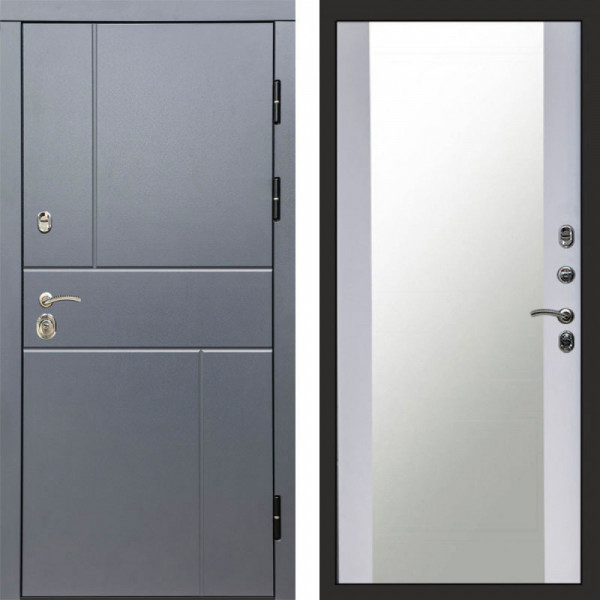 Входная дверь Termo-Door Вертикаль Grey - Зеркало белый софт