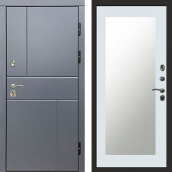 Входная дверь Termo-Door Вертикаль Grey - Зеркало Триумф Белый софт