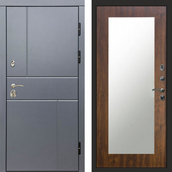 Входная дверь Termo-Door Вертикаль Grey - Зеркало Триумф дуб