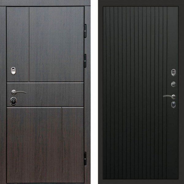 Входная дверь Termo-Door Вертикаль Венге - Flat Черный кварц