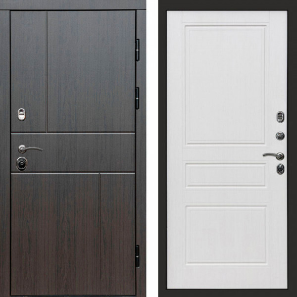 Входная дверь Termo-Door Вертикаль Венге - Классика белое дерево