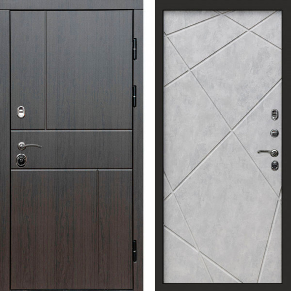 Входная дверь Termo-Door Вертикаль Венге - Лучи бетон светлый