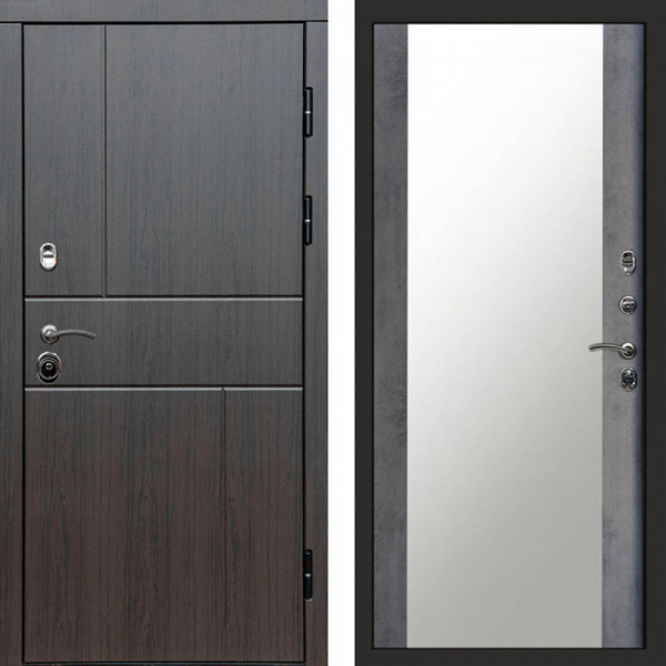 Входная дверь Termo-Door Вертикаль Венге - Зеркало бетон темный