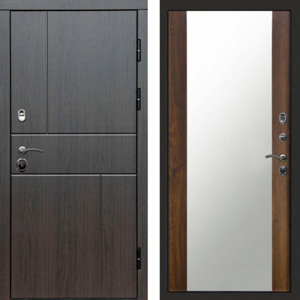 Входная дверь Termo-Door Вертикаль Венге - Зеркало дуб