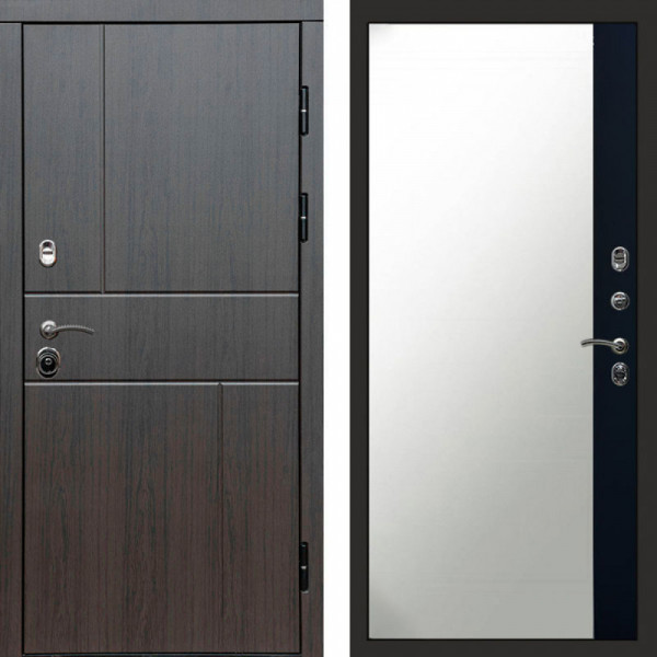 Входная дверь Termo-Door Вертикаль Венге - Зеркало Фацет Черный кварц+тонировка серая