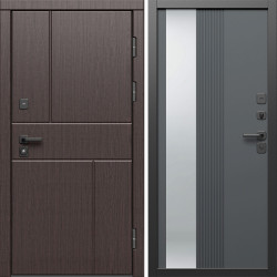 Входная дверь Termo-Door Вертикаль Венге - Зеркало Люмис Грей Софт