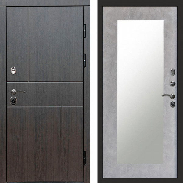 Входная дверь Termo-Door Вертикаль Венге - Зеркало Триумф бетон светлый