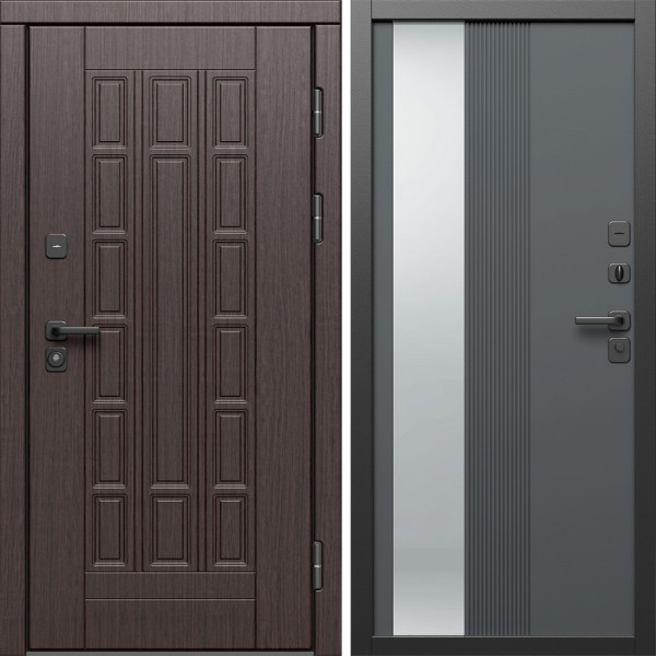 Входная дверь Termo-Door Виргиния Венге - Зеркало Люмис Грей Софт