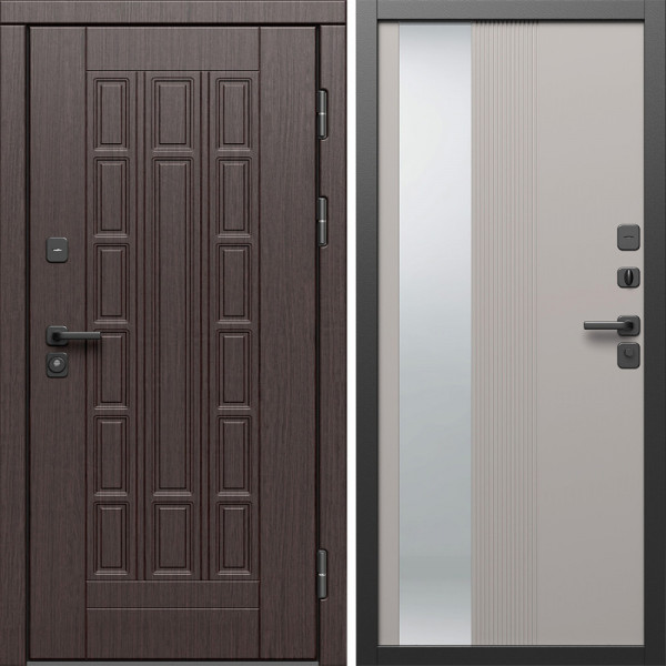 Входная дверь Termo-Door Виргиния Венге - Зеркало Люмис Капучино