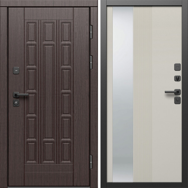 Входная дверь Termo-Door Виргиния Венге - Зеркало Люмис Соновая Кость