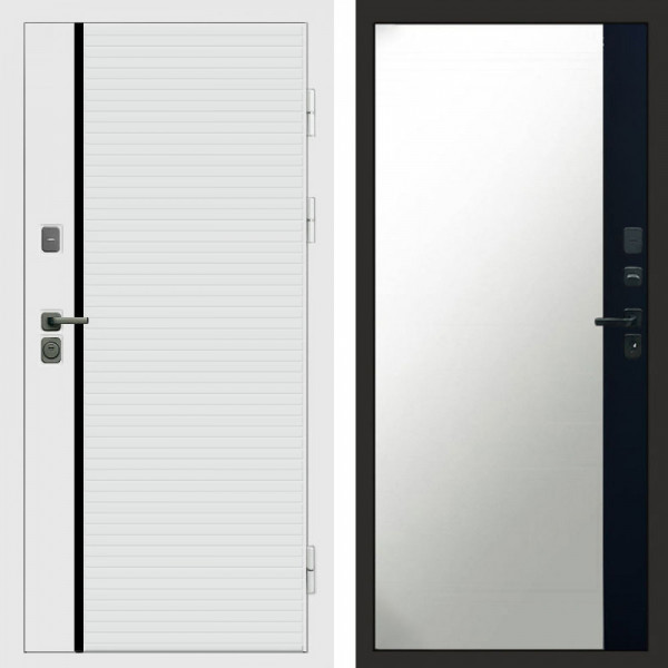 Входная дверь Termo-Door White Line - Зеркало Фацет Черный кварц