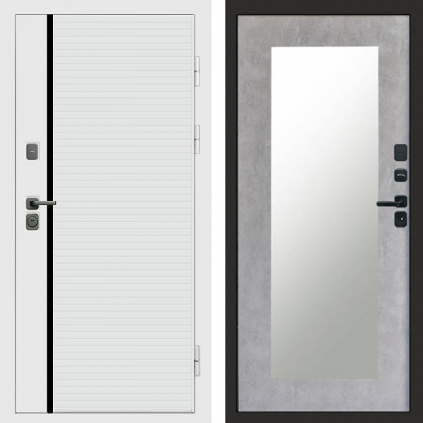 Входная дверь Termo-Door White Line - Зеркало Триумф бетон светлый