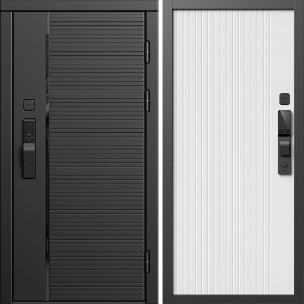 Входная дверь Termo-Door Смарт Блэк Лайн - Флэт Белый софт