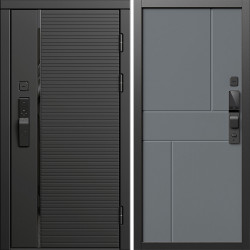 Входная дверь Termo-Door Смарт Блэк Лайн - Горизонт Grey софт
