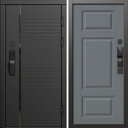 Входная дверь Termo-Door Смарт Блэк Лайн - Лион Grey софт