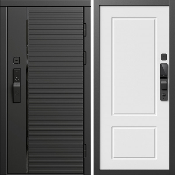 Входная дверь Termo-Door Смарт Блэк Лайн - Марсель Белый софт
