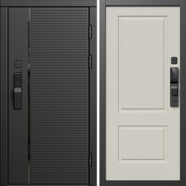 Входная дверь Termo-Door Смарт Блэк Лайн - Нео Классика Слоновая Кость