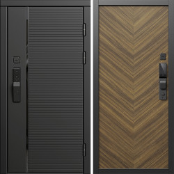 Входная дверь Termo-Door Смарт Блэк Лайн - Плаза Елочка Орех