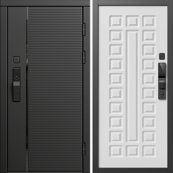 Входная дверь Termo-Door Смарт Блэк Лайн - Престиж белое дерево